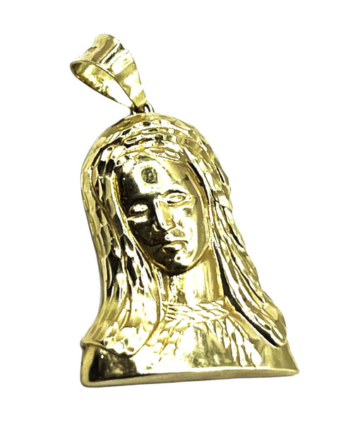 14K Gold Virgin Mary Face Necklace